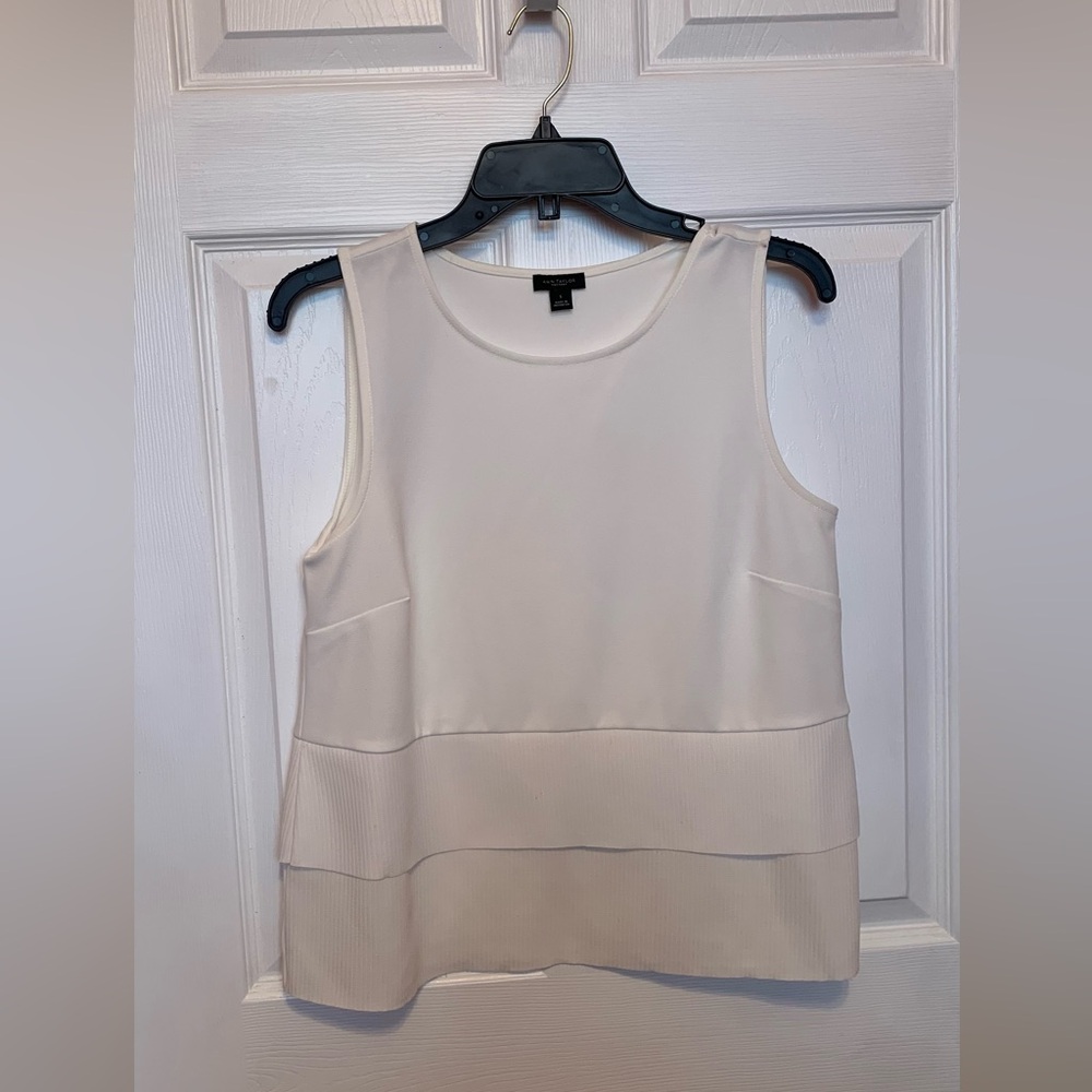 Ann Taylor Cream Layered Sleeveless Tank
